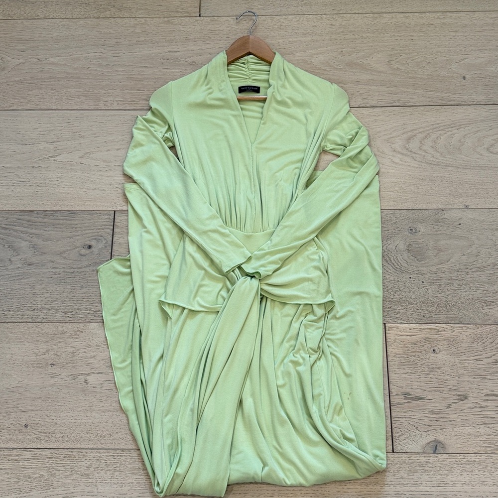 Naked Wardrobe Plunge Neck Jersey Maxi Dress in Mint Green Size XS
